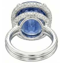 Afbeelding in Gallery-weergave laden, 8 Karaat Ovale Saffier IGI GECERTIFICEERDE Diamanten Ring
