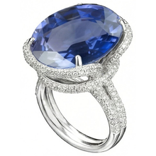 Afbeelding in Gallery-weergave laden, 8 Karaat Ovale Saffier IGI GECERTIFICEERDE Diamanten Ring
