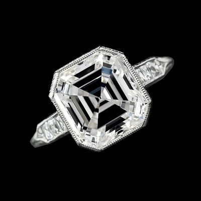 8 Karaat Asscher Echt Diamanten Ring