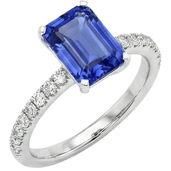 8 Karaat Blauwe Saffier Ring Met Natuurlijke uit de a aarde gewonnen Diamanten