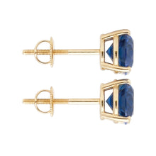 Afbeelding in Gallery-weergave laden, IGI GECERTIFICEERD 8 Karaat Rond Ceylon Kleur Blauwe Saffier Oorknopjes Geelgoud
