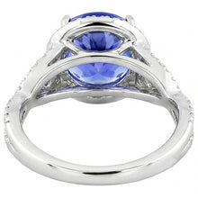 Afbeelding in Gallery-weergave laden, Ring met 8.01 ct. Ronde Ceylonsaffier en Natuurlijke uit de aarde gewonnen Diamanten Witgoud 14K
