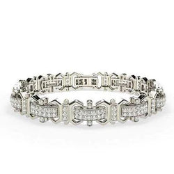 8.20 Karaat Prong Set Kleine Echt Diamanten Heren Armband Goud Wit 14K