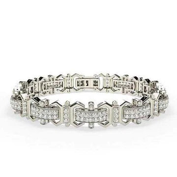 8.20 Karaat Prong Set Kleine Echt Diamanten Heren Armband Goud Wit 14K