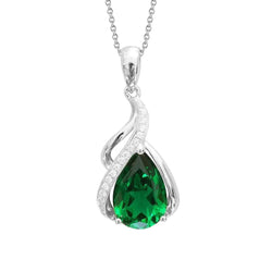 8,40 karaat groene smaragd en diamanten hanger ketting wit goud 14K
