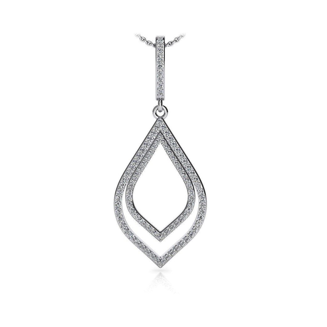 8 Ct Rond Geslepen Echt Diamanten Open Dubbele Blad Hanger Ketting Wit Goud