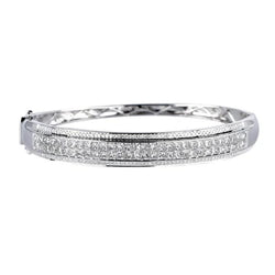 8 Karaat Princess & Rond Geslepen Echte Natuurlijke uit de aarde gewonnen Diamanten Bangle Witgoud