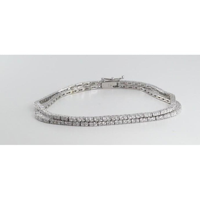 8 Karaat Ronde Geslepen Dubbele Rij Echt Diamanten Damesarmband WG 14K