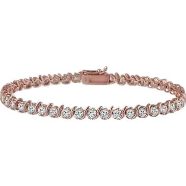 8,00 Karaat Rond Geslepen Sprankelende Echt Diamanten Armband Goud Rose 14K