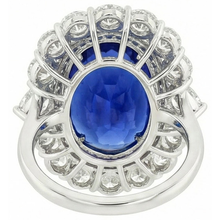 Afbeelding in Gallery-weergave laden, 8.50 Karaat Blauwe Saffier Natuurlijke uit de aarde gewonnen Diamanten Trouwring Witgoud 14K
