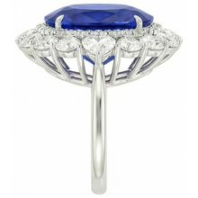 Afbeelding in Gallery-weergave laden, 8.50 Karaat Blauwe Saffier Natuurlijke uit de aarde gewonnen Diamanten Trouwring Witgoud 14K
