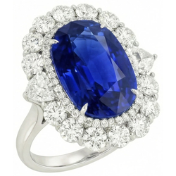 8.50 Karaat Blauwe Saffier Natuurlijke uit de aarde gewonnen Diamanten Trouwring Witgoud 14K