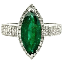 Afbeelding in Gallery-weergave laden, 8.50 Karaat Groene Smaragd GIA Met Natuurlijke uit de aarde gewonnen Diamanten Ring Witgoud Fijne Sieraden
