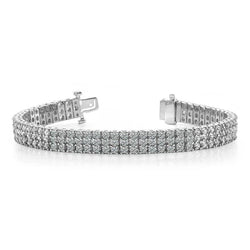 8,70 Ct Ronde Geslepen Echt Diamanten Klassieke Diamanten Armband Met 3 Rijen Witgoud