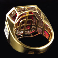 Afbeelding in Gallery-weergave laden, 8,75 ct Rode Asscher Geslepen Heren Robijn Ring Met Diamanten Gouden Sieraden
