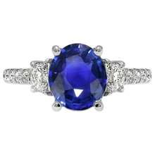 Afbeelding in Gallery-weergave laden, 9 kt Saffier Ring Natuurlijke uit de aarde gewonnen Diamanten Sieraden
