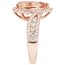 Afbeelding in Gallery-weergave laden, 9 karaat peer Morganite met ronde Natuurlijke echte diamanten ( niet in een laboratorium gekweekt ) ring 14K Rose Gold
