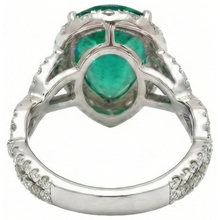 Afbeelding in Gallery-weergave laden, 9 karaat peergeslepen groene smaragd Natuurlijke echte diamanten ( niet in een laboratorium gekweekt ) verlovingsring wit goud 14K
