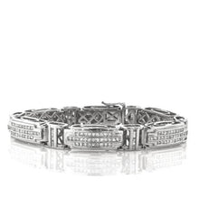Afbeelding in Gallery-weergave laden, 20 Karaat Pave Set Prinses Geslepen Echt Diamanten Heren Armband Wit Goud 14K

