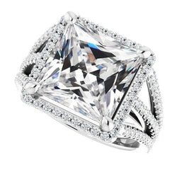 9 Karaat Princess Natuurlijke Echte Diamant ( Niet Labgekweekt ) Split Shank Ring