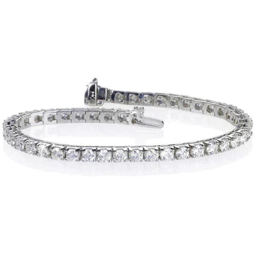 9 Kt Ronde Briljant Geslepen Echt Diamanten Tennisarmband Massief Wit Goud 14K