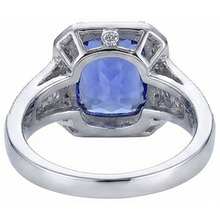 Afbeelding in Gallery-weergave laden, echte round tanzaniet 5karaat ring met diamantaccenten
