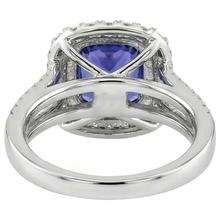 Afbeelding in Gallery-weergave laden, echte round tanzaniet 9.50karaat ring met diamantaccenten
