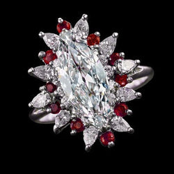 Aangepaste Sieraden Marquise oude geslepen Echt Diamant & Birma Ruby Ring