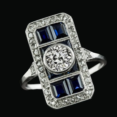 Aangepaste Sieraden Oude Mijnwerker Echt Diamanten Blauwe Saffier Ring