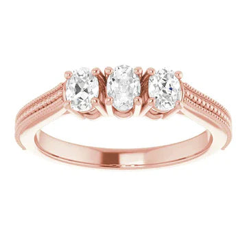 Aangepaste Sieraden Rose Goud Ovale Oude geslepen Echt Diamanten Ring