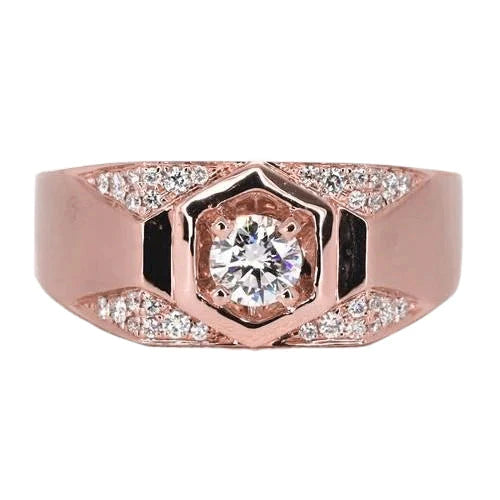 Aangepaste Sieraden Voor Mannen Rose Gold 14K Ronde Echt Diamanten Band