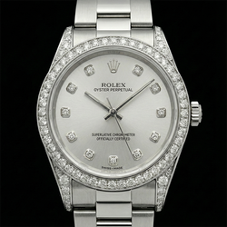 Rolex Midsize No Date 31 mm Horloge RVS met Custom Diamanten Lunette