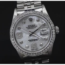 Aangepaste diamanten rand Dweil wijzerplaat Rolex datejust herenhorloge roestvrijstalen armband snel ingesteld