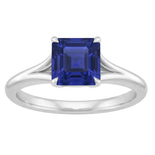 Afbeelding in Gallery-weergave laden, Adelaarsklauw Solitaire Asscher Geslepen Ring Gespleten Schacht Blauwe saffier 1,50 karaat
