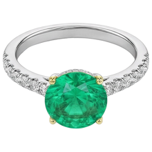Afbeelding in Gallery-weergave laden, Sieraadsteen Ring Bicolor 14K Goud met Fijne Smaragd – zijaanzicht

