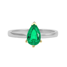 Afbeelding in Gallery-weergave laden, Peervormig Fijne Smaragd ring in Bicolor 14K Goud – hoofdaanzicht
