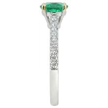 Afbeelding in Gallery-weergave laden, Fijne Smaragd Rond Geslepen Sieraadsteen Ring in Bicolor 14K Goud – achteraanzicht
