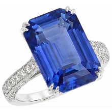 Afbeelding in Gallery-weergave laden, Antieke Stijl IGI GECERTIFICEERDE Diamanten Ring Smaragd Blauwe Saffier 8 Karaat Pavé Accenten
