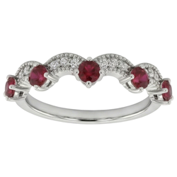 Antieke stijl Ruby Stone Ring wit goud 14K 2 karaat