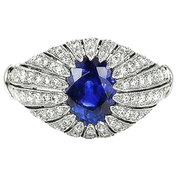 Antieke Stijl Blauwe Saffier IGI GECERTIFICEERDE Diamanten Damesring 8.75 Karaat