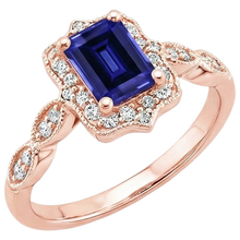 Afbeelding in Gallery-weergave laden, Antieke stijl blauwe saffier Natuurlijke echte diamanten ( niet in een laboratorium gekweekt ) ring 3 karaat edelsteen
