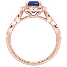 Afbeelding in Gallery-weergave laden, Antieke stijl blauwe saffier Natuurlijke echte diamanten ( niet in een laboratorium gekweekt ) ring 3 karaat edelsteen
