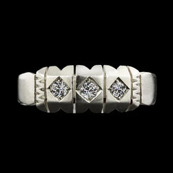 Antieke Stijl 3 Stenen Verlovingsring Oude Mijn Geslepen Echt Diamant 0,75 Karaat