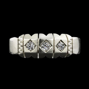 Antieke Stijl 3 Stenen Verlovingsring Oude Mijn Geslepen Echt Diamant 0,75 Karaa