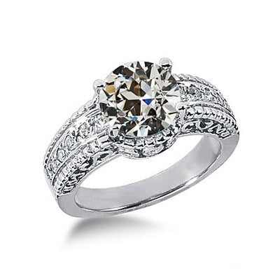 Antieke Stijl Damesring Oude Mijnwerker Echt Diamant Goud 2,50 Karaat Sieraden
