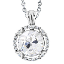 Antieke Stijl Natuurlijke uit de aarde gewonnen Diamanten Hanger Slide 6 Karaat Met Ketting