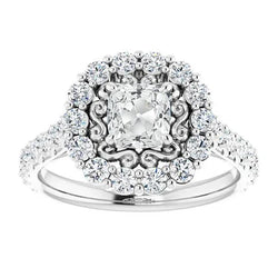 Antieke Stijl Halo Kussen Oud Europees Geslepen Natuurlijke uit de aarde gewonnen Diamanten Ring 6.50 Karaat