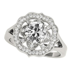 Antieke Stijl Halo Oud Geslepen Natuurlijke uit de a aarde gewonnen Diamanten Ring 4.75 Karaat Milgrain Prong Gezet