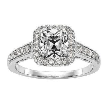 Antieke Stijl Halo Ring Kussen Oud Geslepen Echt Diamant 4,50 Karaat Milgrain