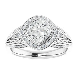 Antieke Stijl Halo Ring Kussen Oud Geslepen Natuurlijke uit de aarde gewonnen Diamant Kastzetting 7.75 Karaat